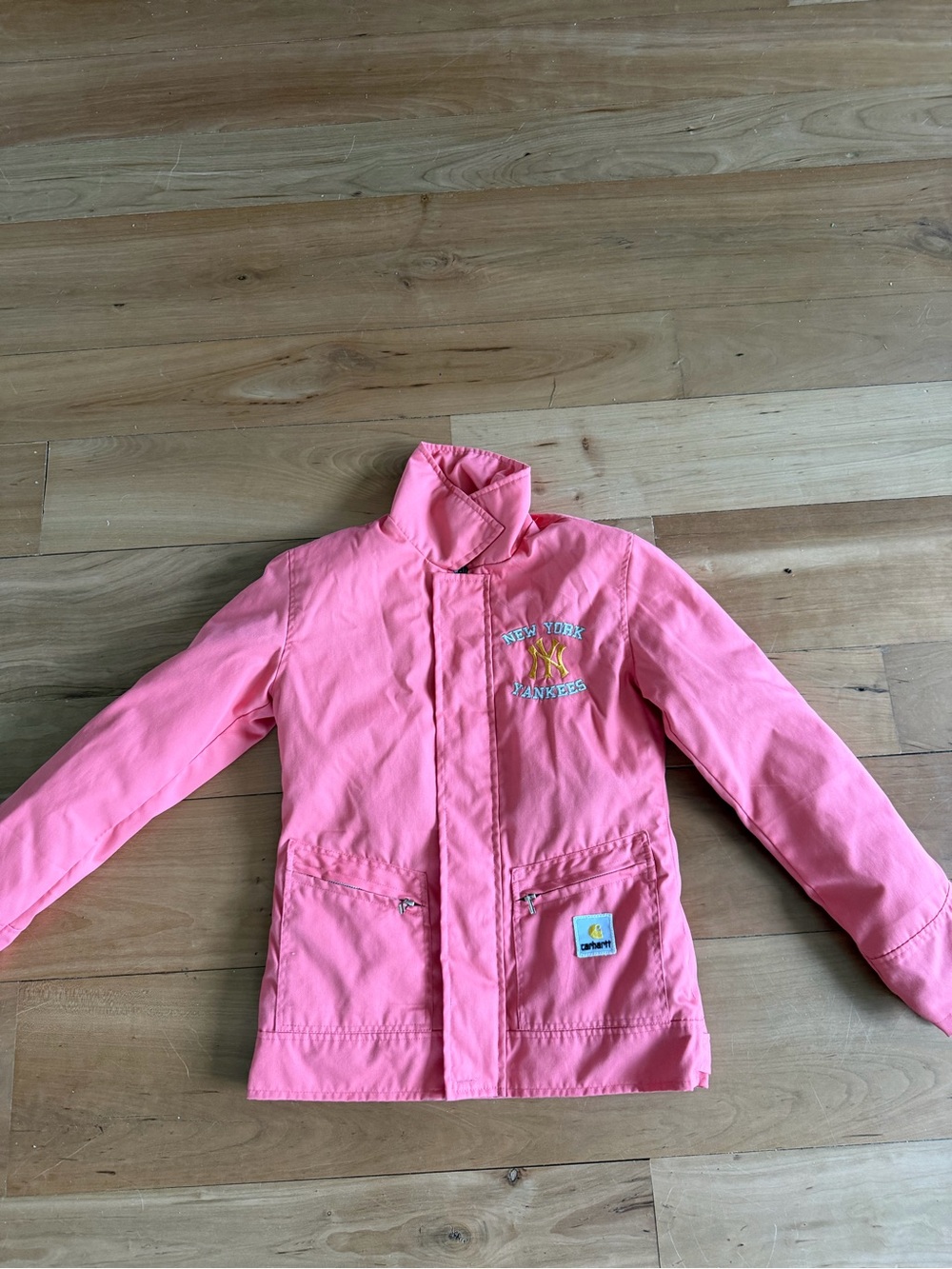 Carhartt Women Pink Insulated Jacket XS w/ New York Yankees Embroidered Logo